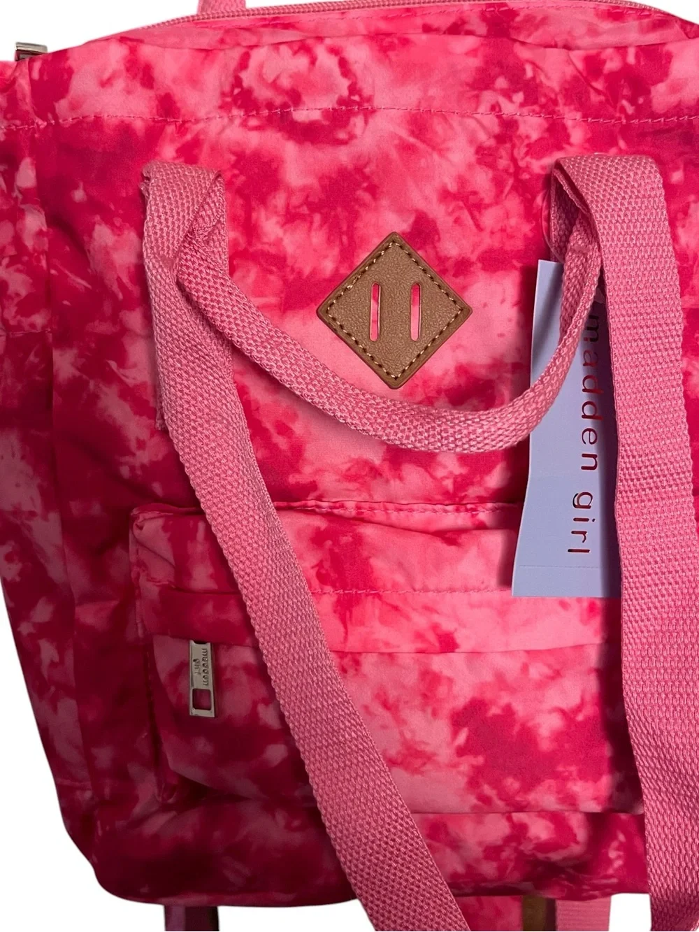 Madden Girl Pink Tie-Dye Backpack Tote 12x10”